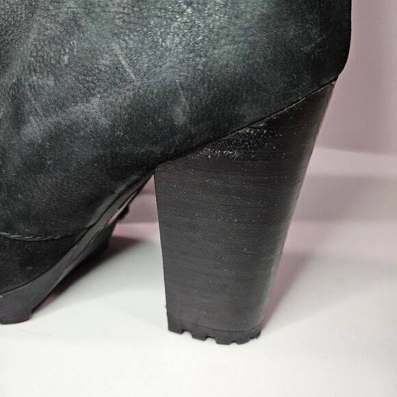 Steve Madden Ricca Platform Black Suede Lace Up Chunky Ankle Boots Booties 10 - Picture 6 of 11